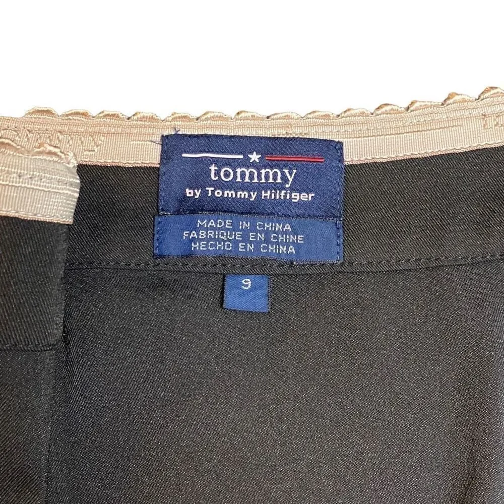 Y2K Tommy Hilfiger Wrap Skirt Snap Front Off Center Black Size 9 VTG 1999